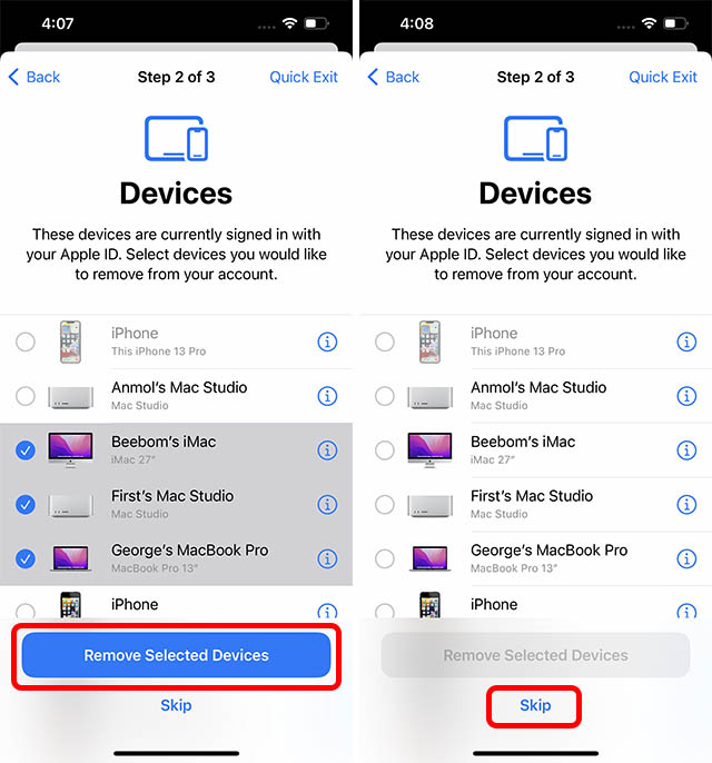 పరికరాల భద్రత తనిఖీ iOS 16ను తీసివేయండి